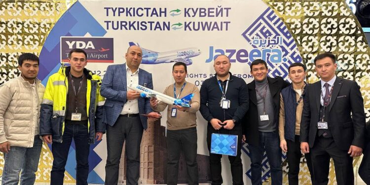 «Түркістан-Эль-Кувейт» әуе рейсінің алғашқы ұшағы сапарға аттанды